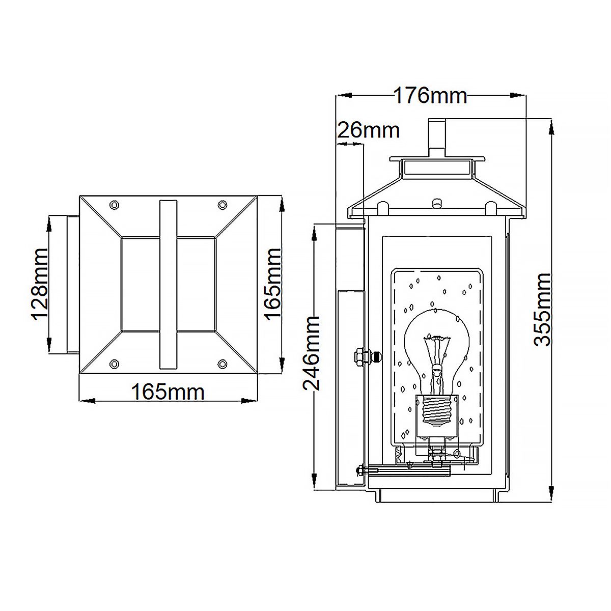 Atwater 1 Light Small/Medium/Large Wall Lantern - Black E27 IP44