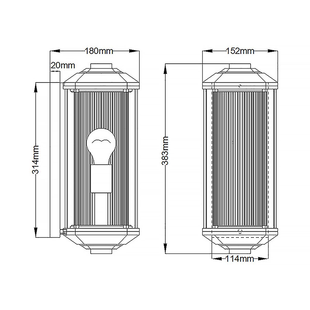 Castelle 1 Light Small/Medium Wall Lantern - BlackBronze E27 IP44