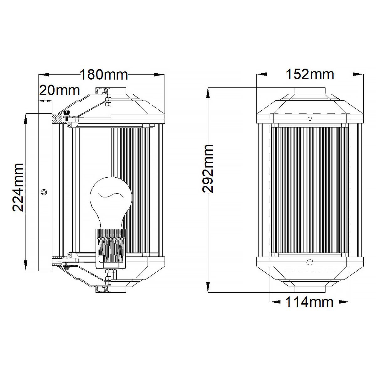 Castelle 1 Light Small/Medium Wall Lantern - BlackBronze E27 IP44