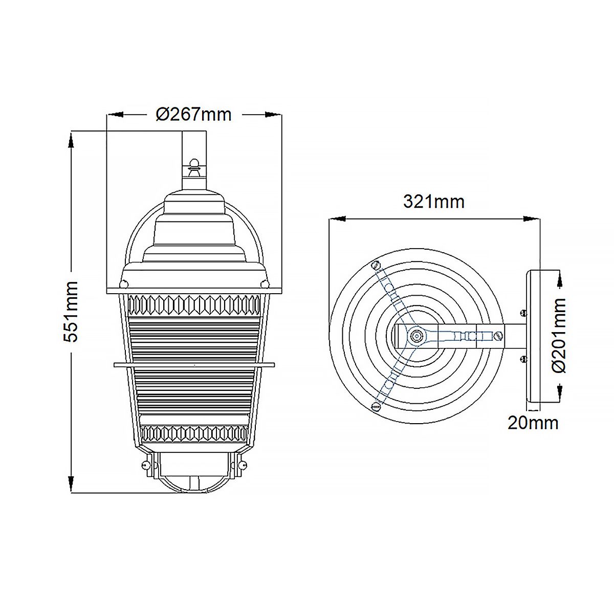 Chance Harbor 1 Light Small /Medium/Large Outdoor Lantern - Weathered Zinc E27 IP44