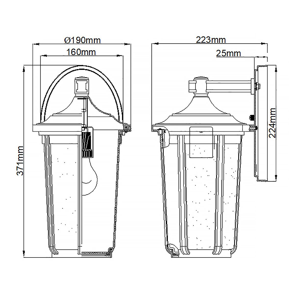 Fairfield 1 Light Medium/Large Outdoor Wall Lantern - Olde Bronze/Black E27 IP44