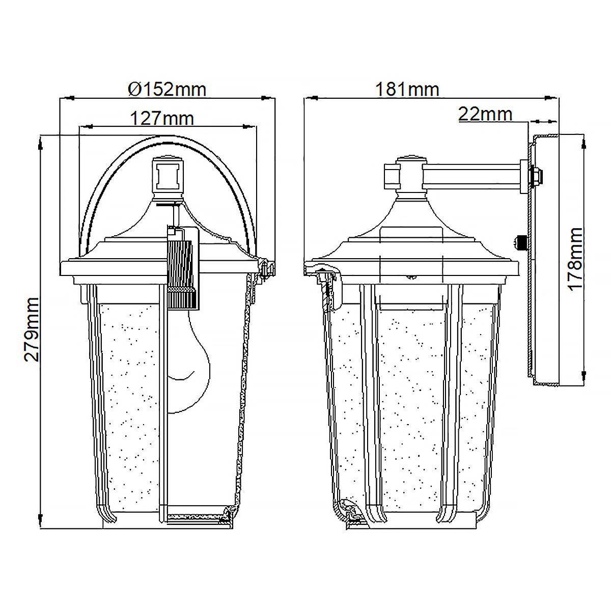 Fairfield 1 Light Medium/Large Outdoor Wall Lantern - Olde Bronze/Black E27 IP44