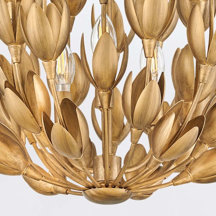Flora 3 lt Duo-Mount Pendant  - Burnished Gold/ Textured Plaster