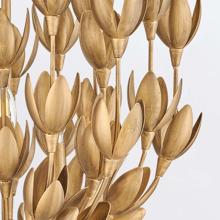 Flora 3 lt Duo-Mount Pendant  - Burnished Gold/ Textured Plaster