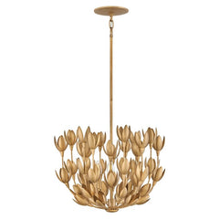 Flora 3 lt Duo-Mount Pendant  - Burnished Gold/ Textured Plaster