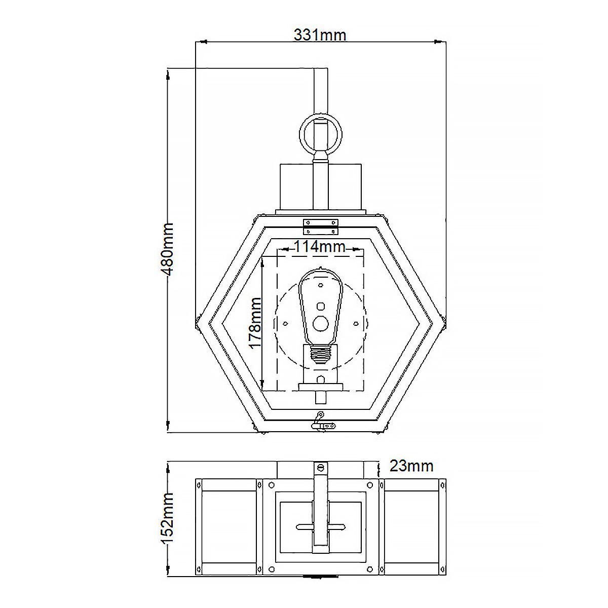 Heath 1 Light Small/Medium Outdoor Wall Lantern - Burnished Bronze/Black E27 IP44