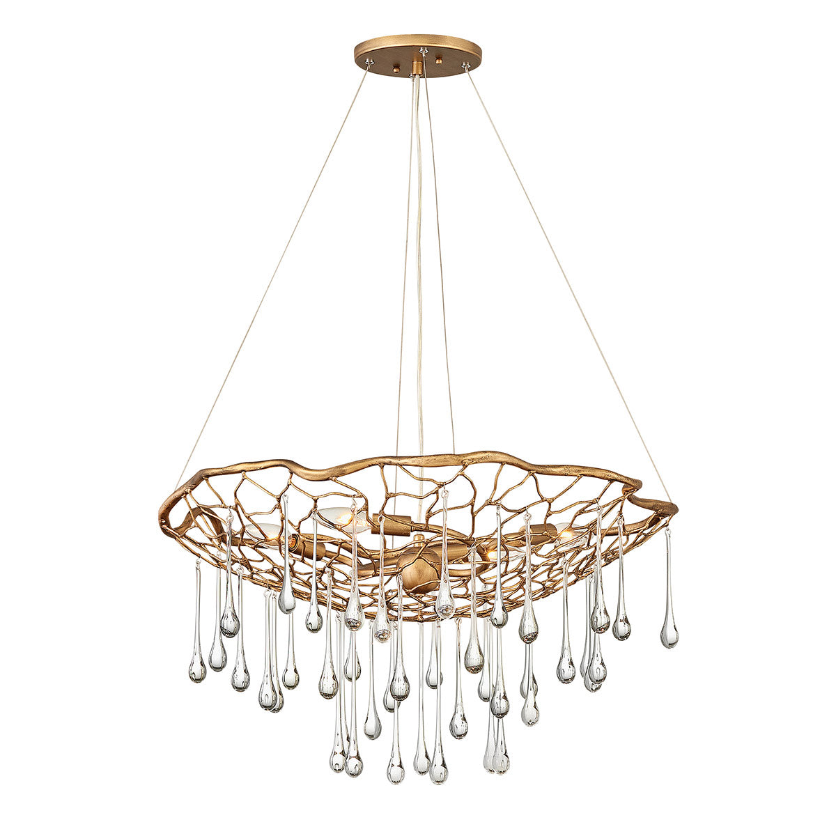Anette 4/6/8Lt Centre Crystal Pendant - Brushed Gold