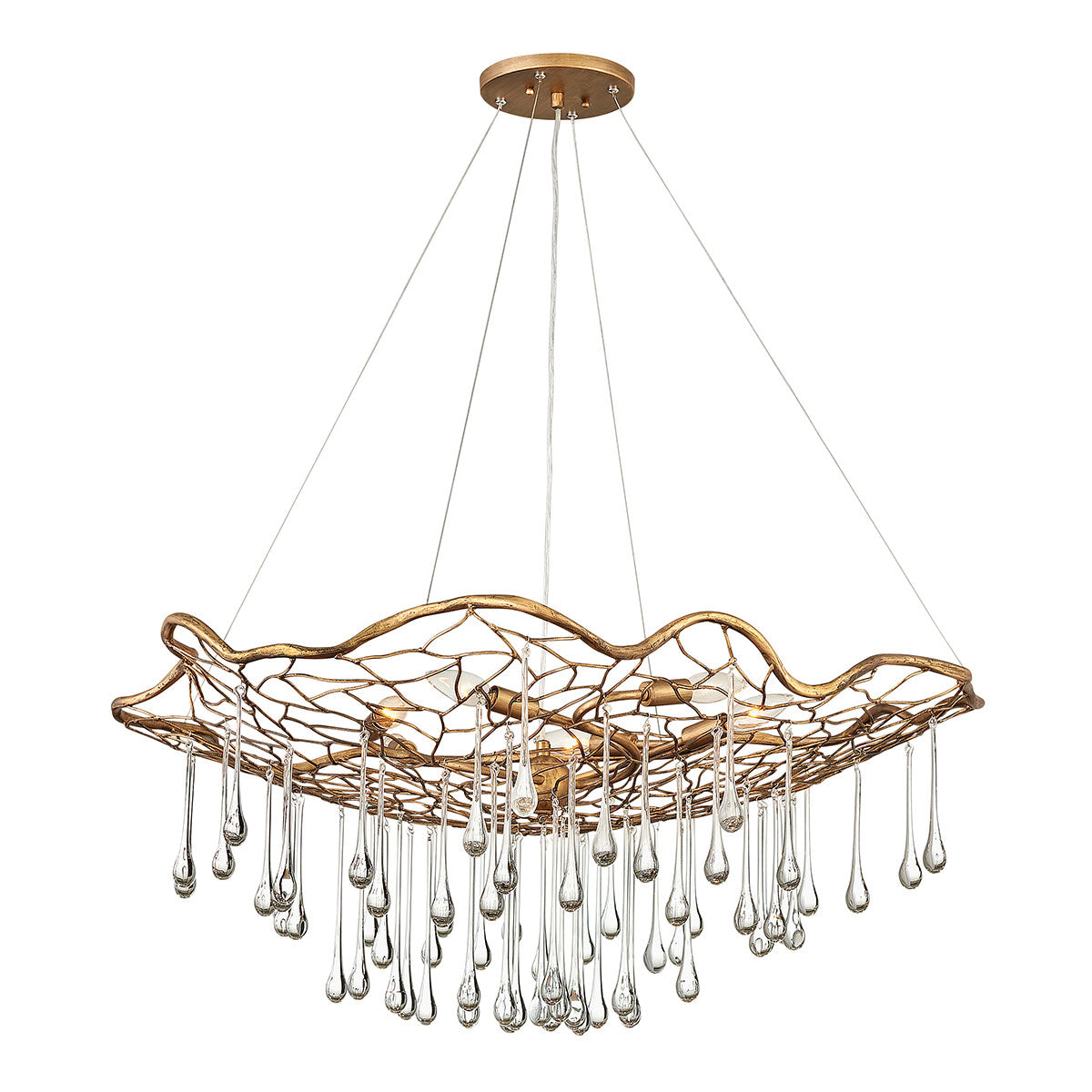 Anette 4/6/8Lt Centre Crystal Pendant - Brushed Gold
