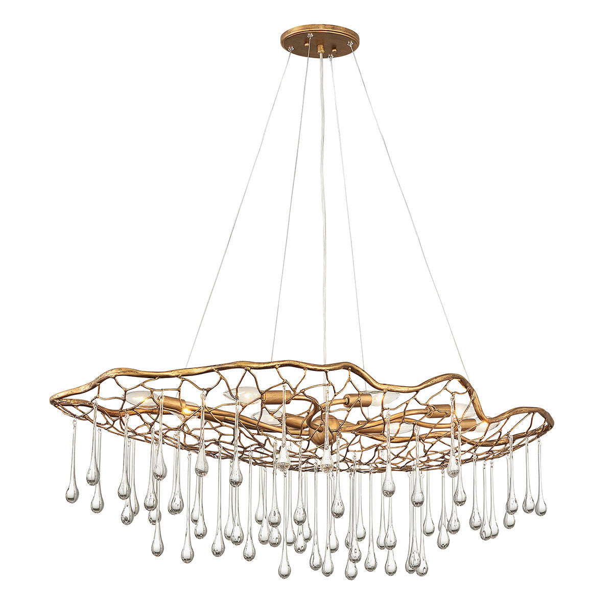 Anette 4/6/8Lt Centre Crystal Pendant - Brushed Gold