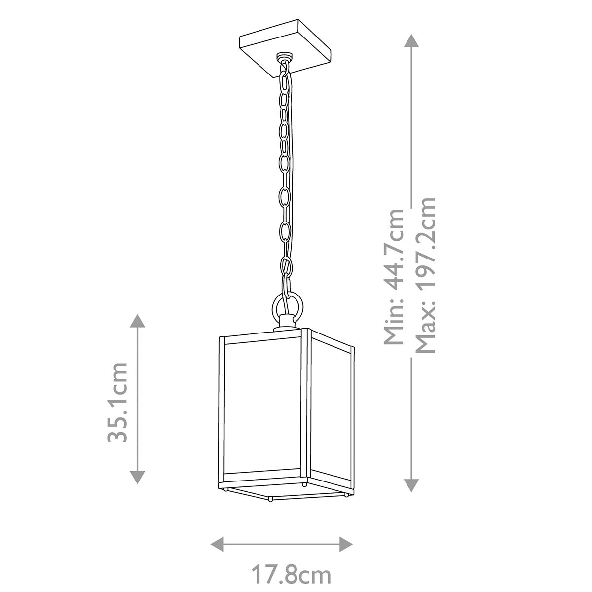 Lahden 1 Light Chain Lantern - Weathered Zinc IP44 E27