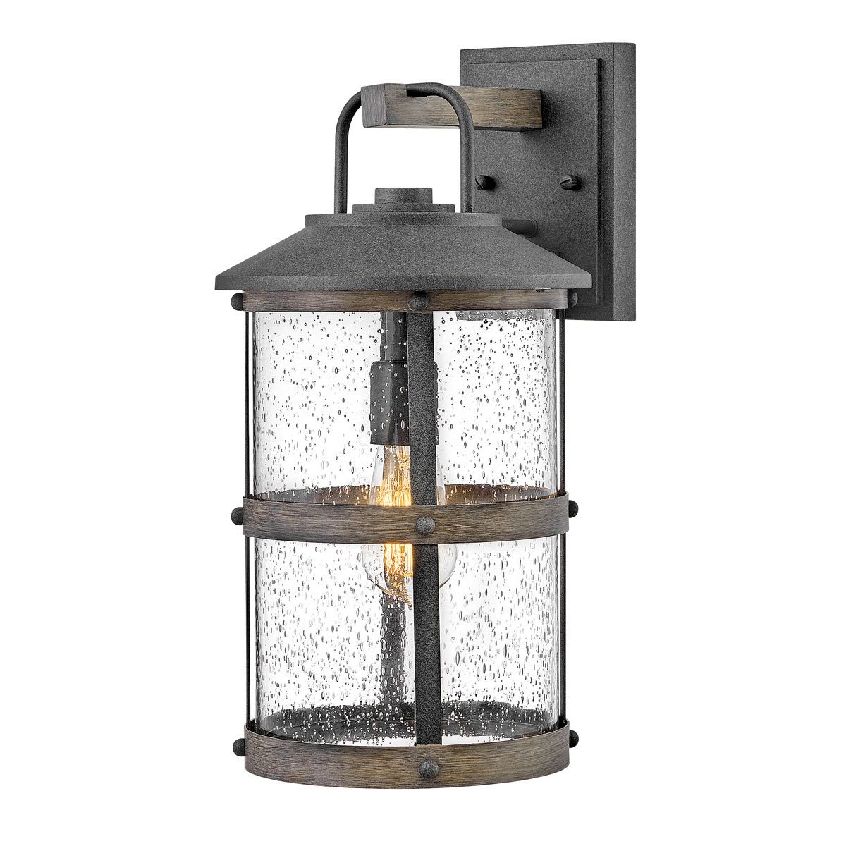 Lakehouse 1 Light Small/Medium Outdoor Wall Lantern - Aged Zinc with Driftwood Grey E27 IP44