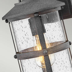 Lakehouse 1 Light Small/Medium Outdoor Wall Lantern - Aged Zinc with Driftwood Grey E27 IP44