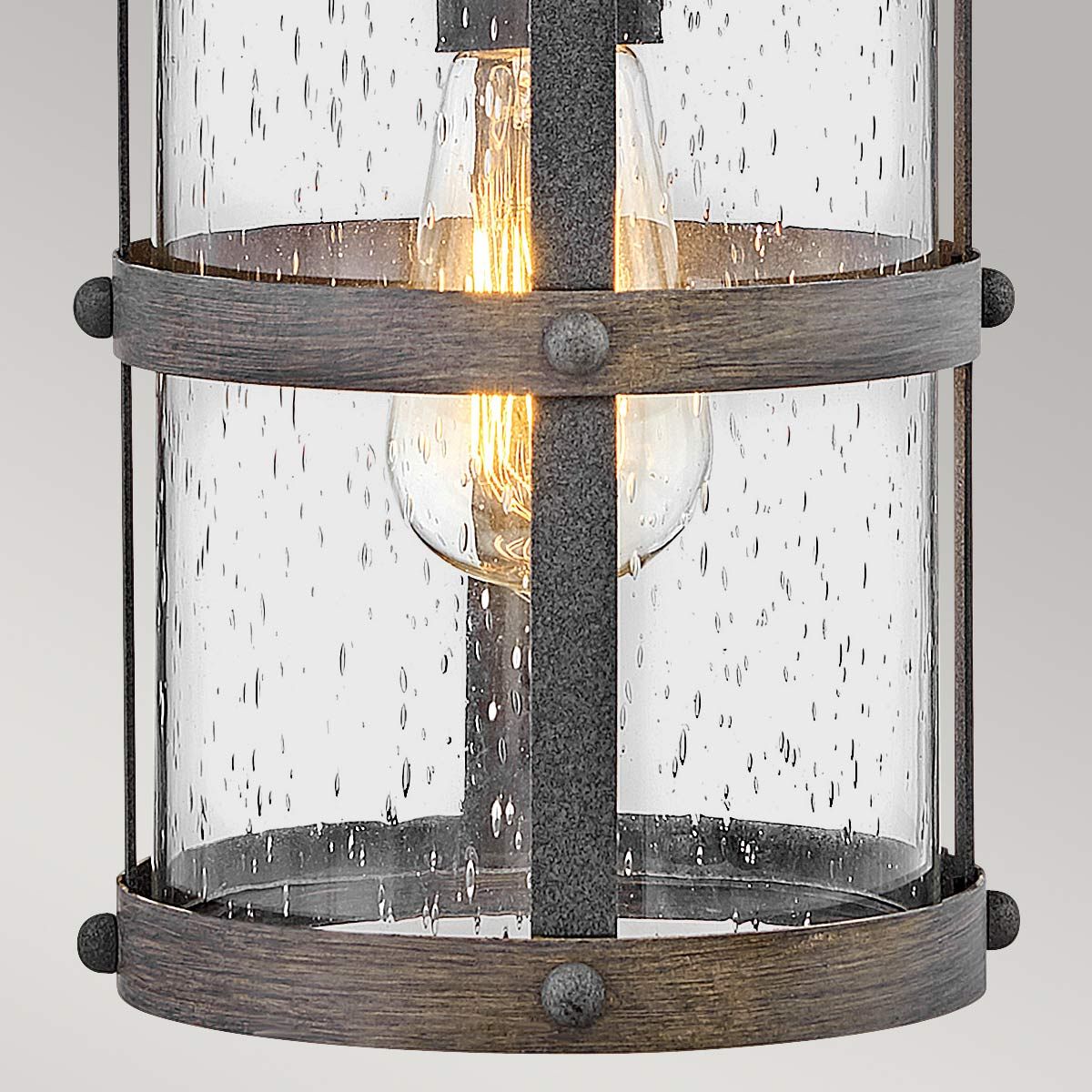 Lakehouse 1 Light Small/Medium Outdoor Wall Lantern - Aged Zinc with Driftwood Grey E27 IP44