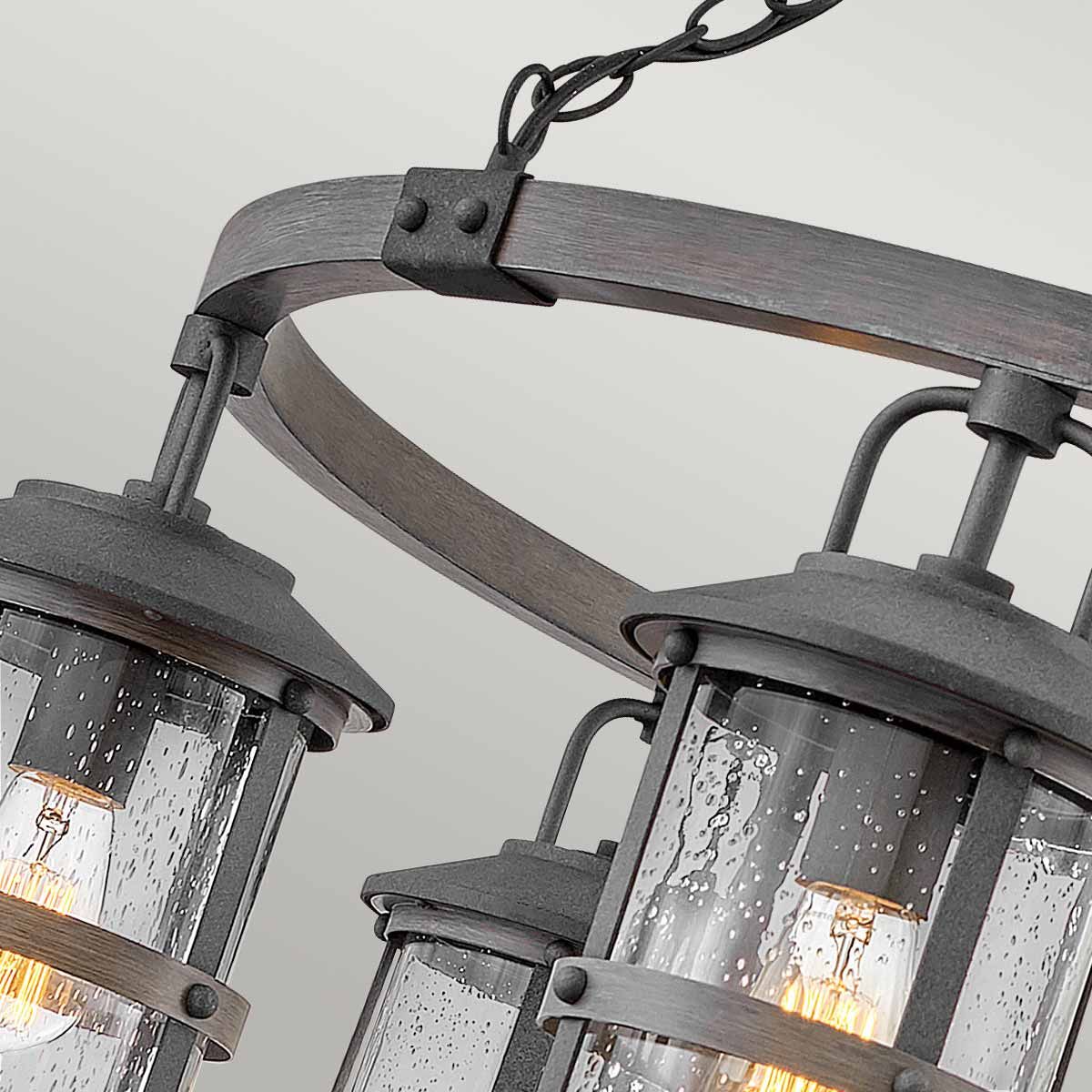Lakehouse 1/6Lt Chain Lantern - Aged Zinc with Driftwood Grey IP44 E27