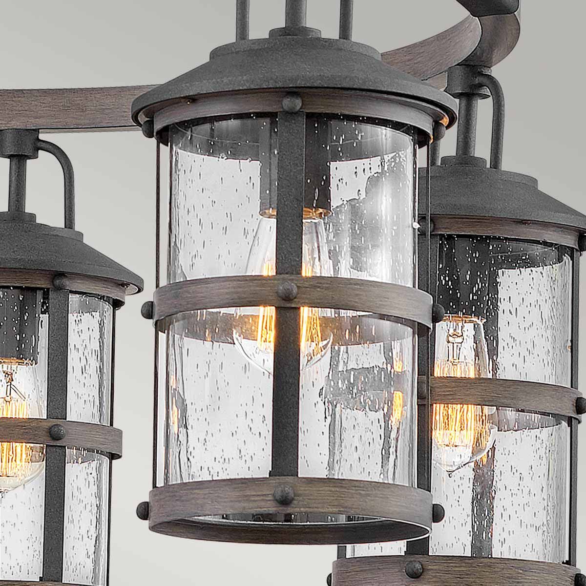 Lakehouse 1/6Lt Chain Lantern - Aged Zinc with Driftwood Grey IP44 E27