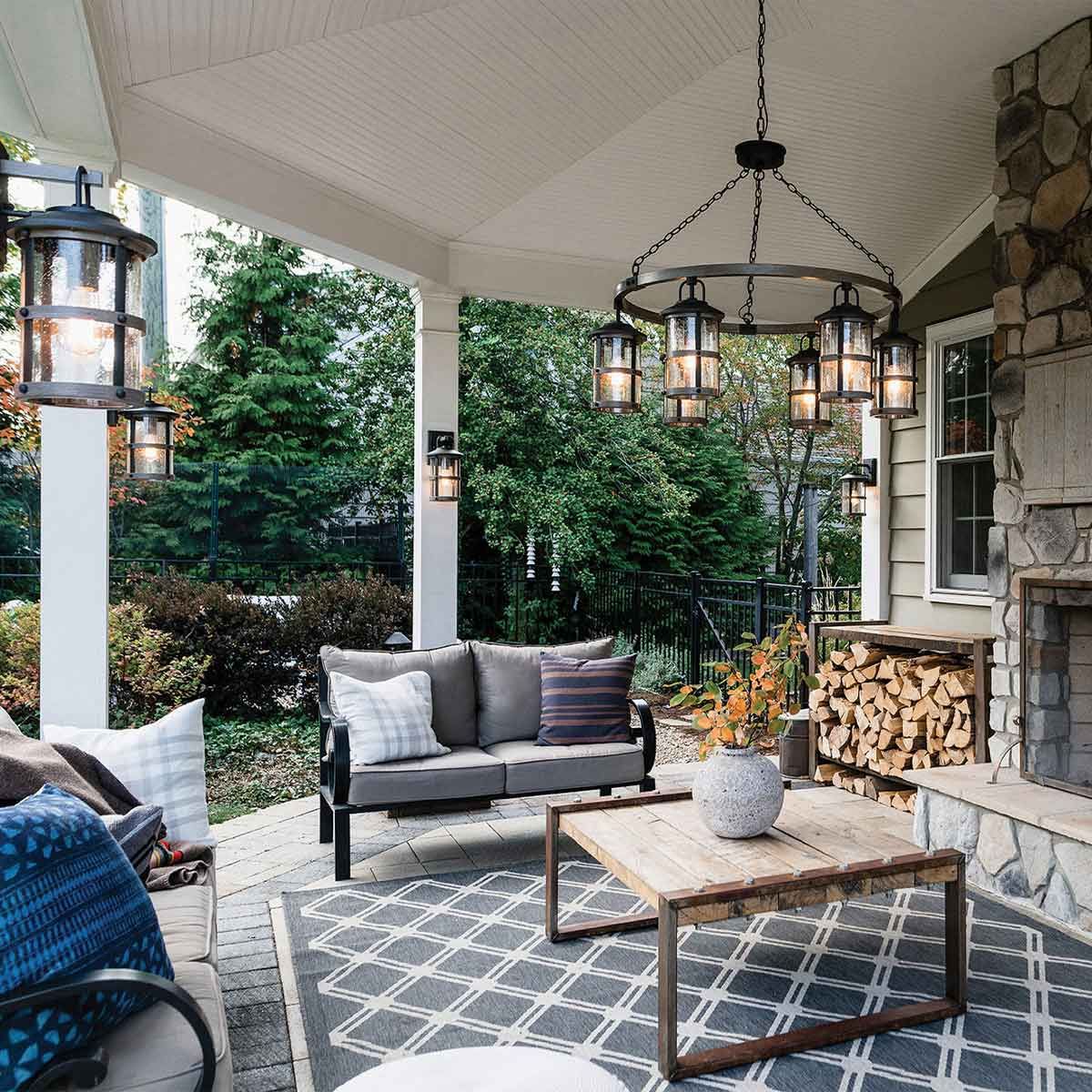 Lakehouse 1/6Lt Chain Lantern - Aged Zinc with Driftwood Grey IP44 E27