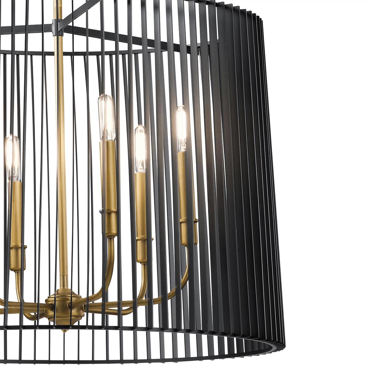 Linara 6 Light Centre Ceiling Light - Black & Natural Brass