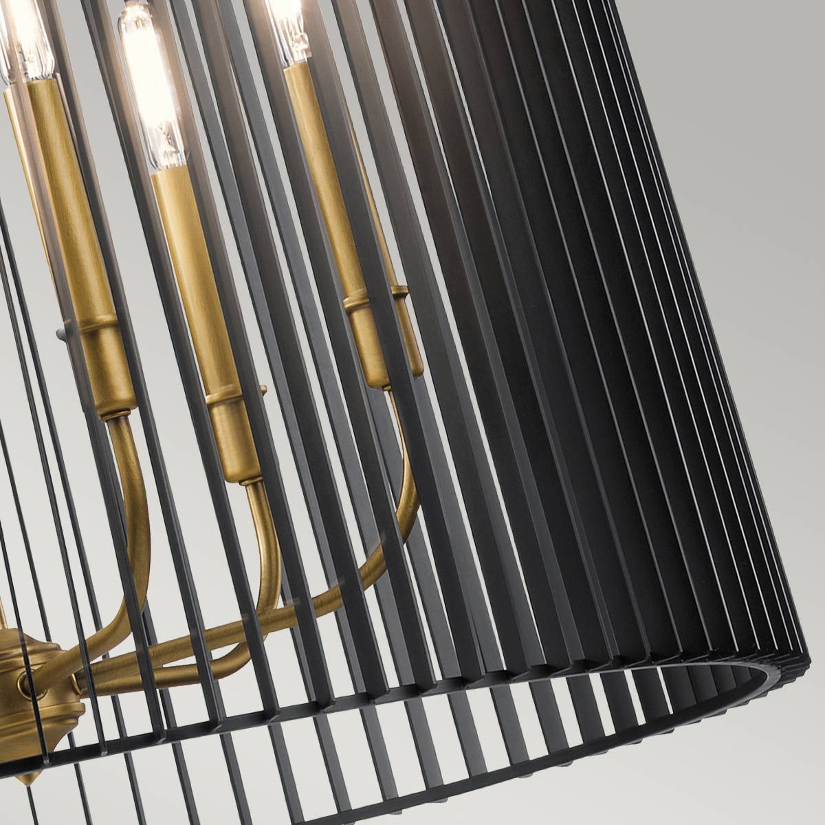 Linara 6 Light Centre Ceiling Light - Black & Natural Brass