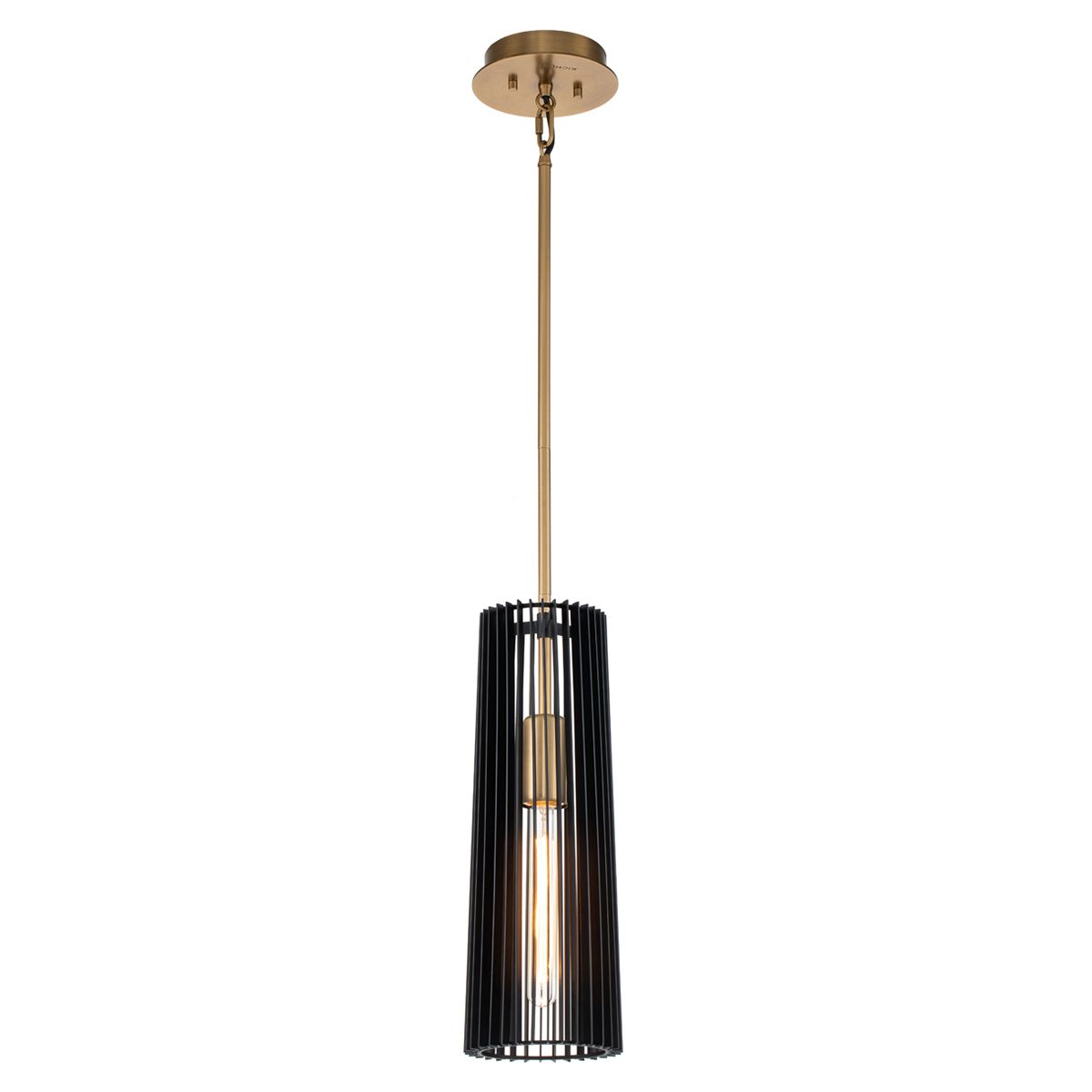 Linara 1 Light Pendant - Black & Natural Brass