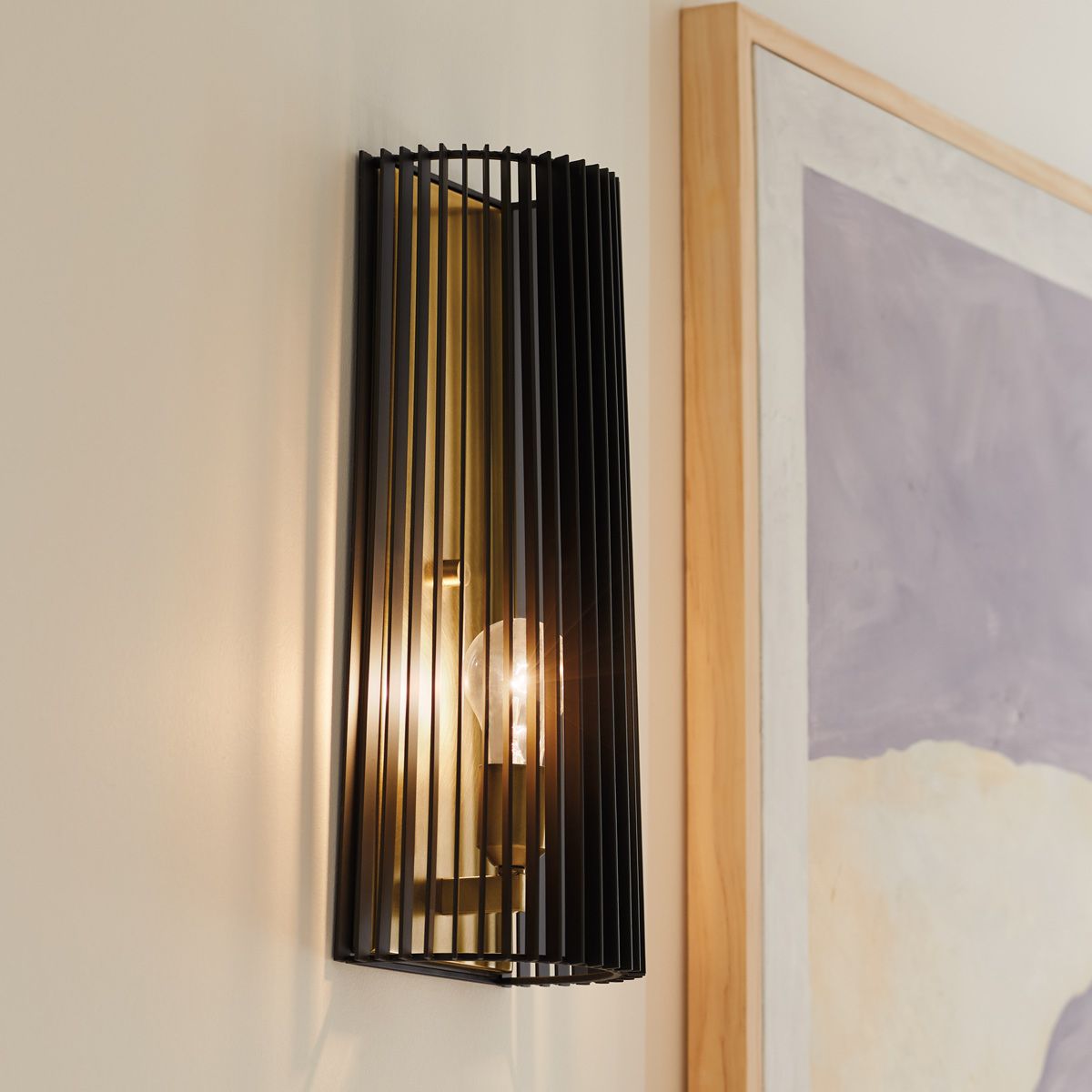 Linara Wall Light - Black & Natural Brass