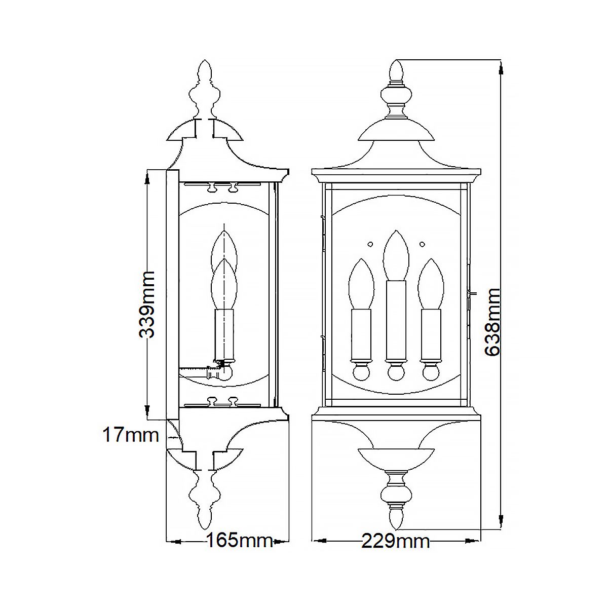 Market Square 1/2/3Lt Wall Light - Oil Rubbed Bronze E14 IP44