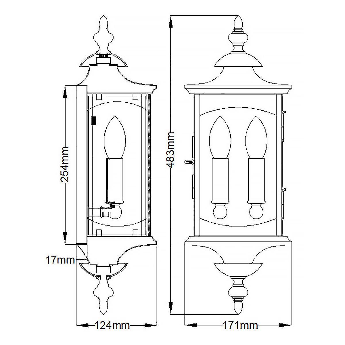 Market Square 1/2/3Lt Wall Light - Oil Rubbed Bronze E14 IP44