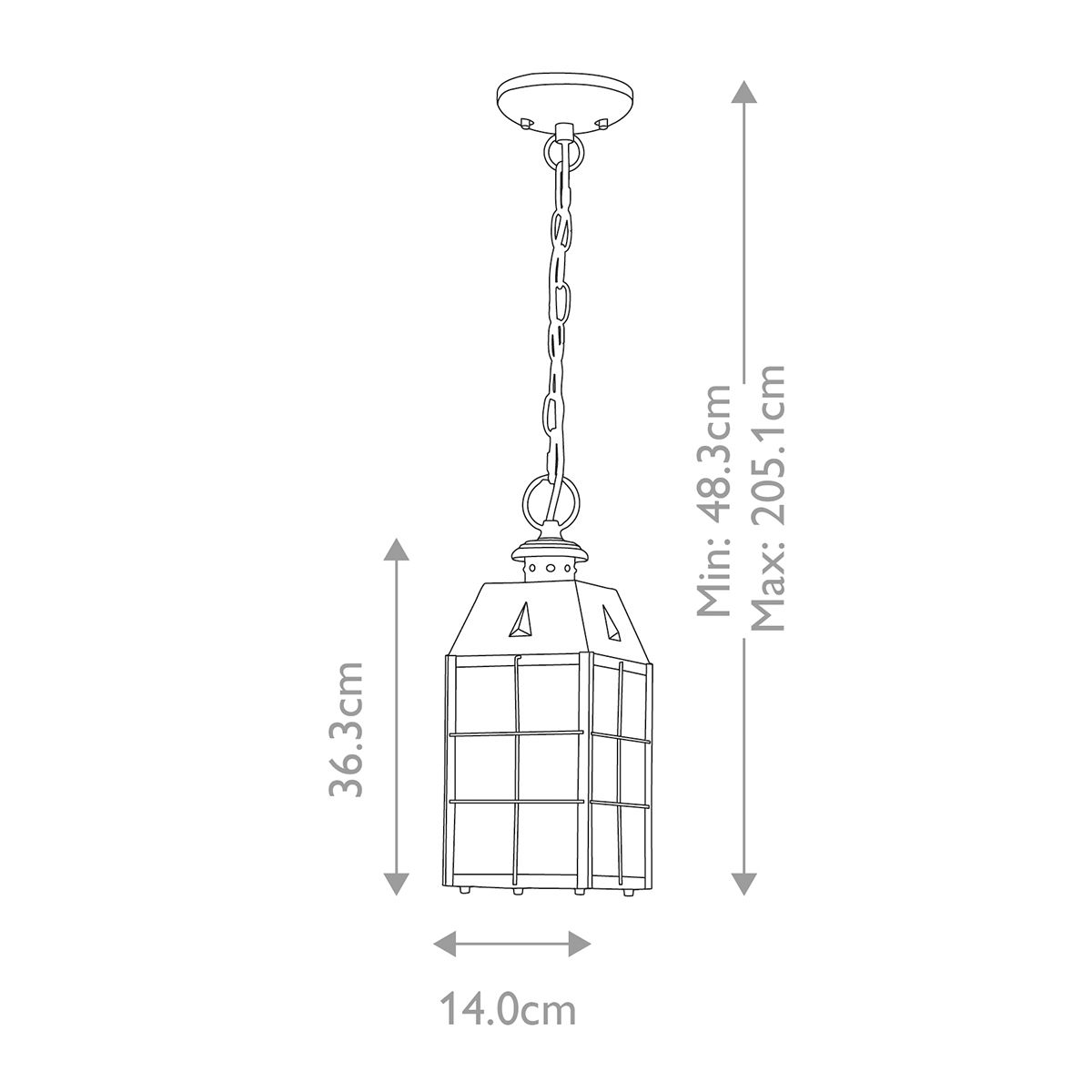 Nantucket 1 Light Medium Chain Lantern - Aged Brass IP44 E27