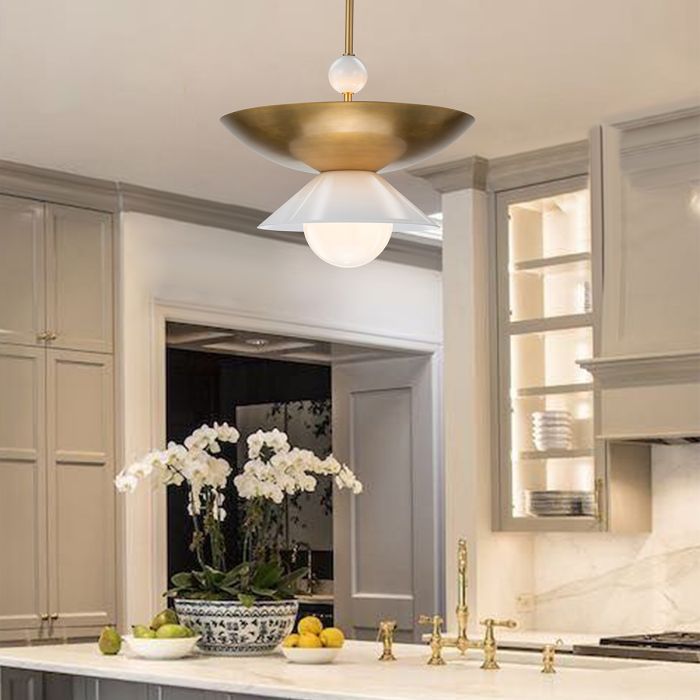 Saucer 1/4 Lt Pendant - Aged Brass
