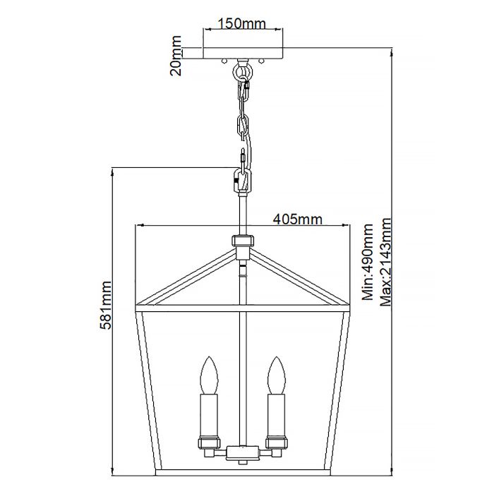 Stinson 4 Light Pendant Semi-Flush- Various Colours & Sizes