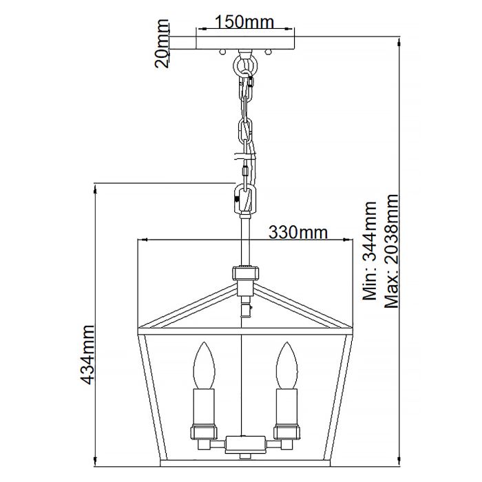 Stinson 4 Light Pendant Semi-Flush- Various Colours & Sizes