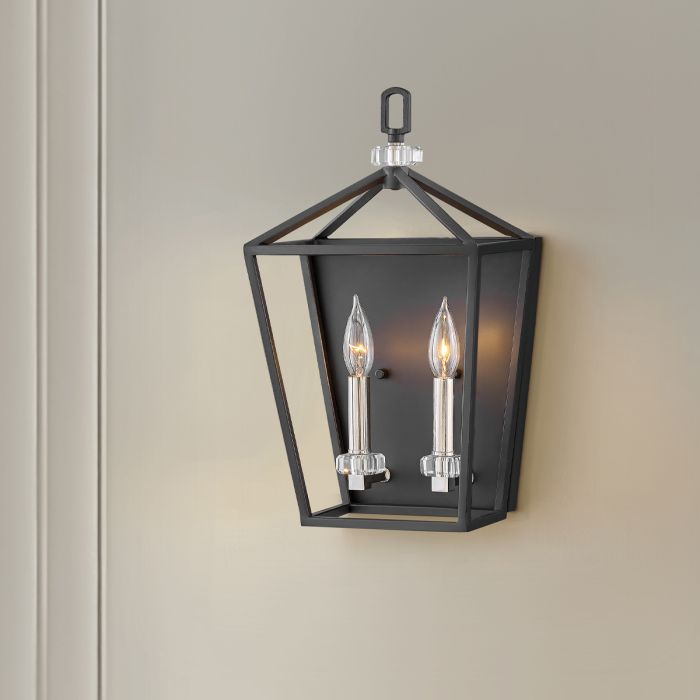 Stinson 2 Light Wall Light - Distressed Brass/ Black with Polished Nickel