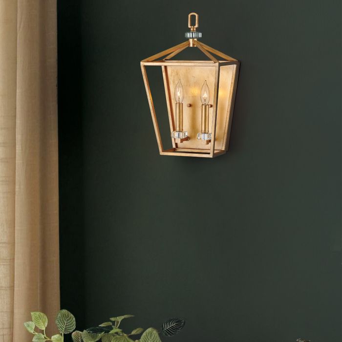 Stinson 2 Light Wall Light - Distressed Brass/ Black with Polished Nickel