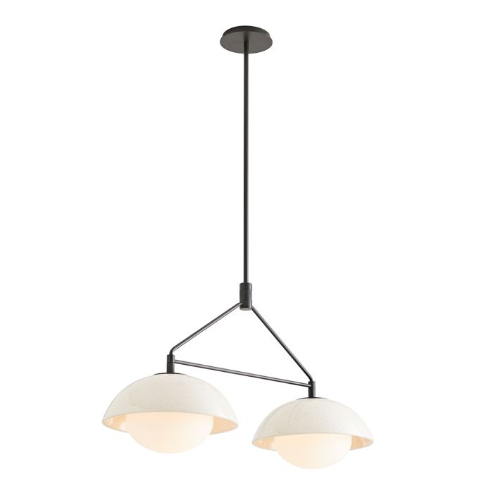 Glaze 2/3 Lt Linear Chandelier - Ivory Stained Crackle & Blackened Steel