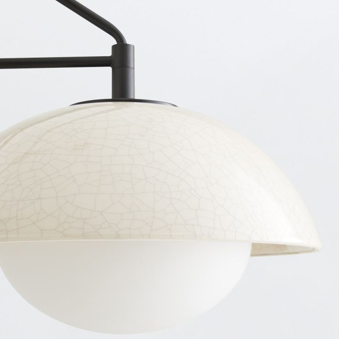 Glaze 2/3 Lt Linear Chandelier - Ivory Stained Crackle & Blackened Steel