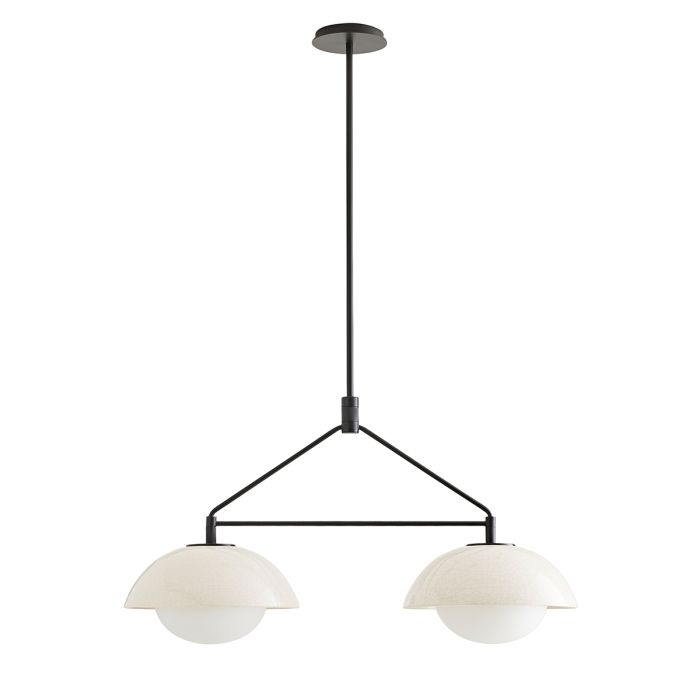Glaze 2/3 Lt Linear Chandelier - Ivory Stained Crackle & Blackened Steel