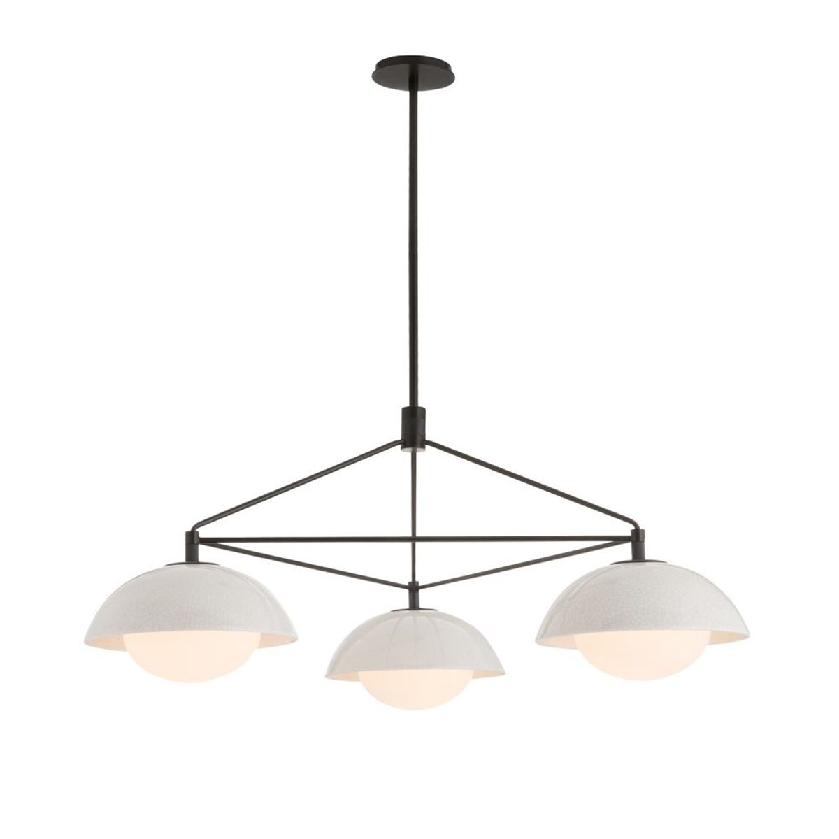 Glaze 2/3 Lt Linear Chandelier - Ivory Stained Crackle & Blackened Steel