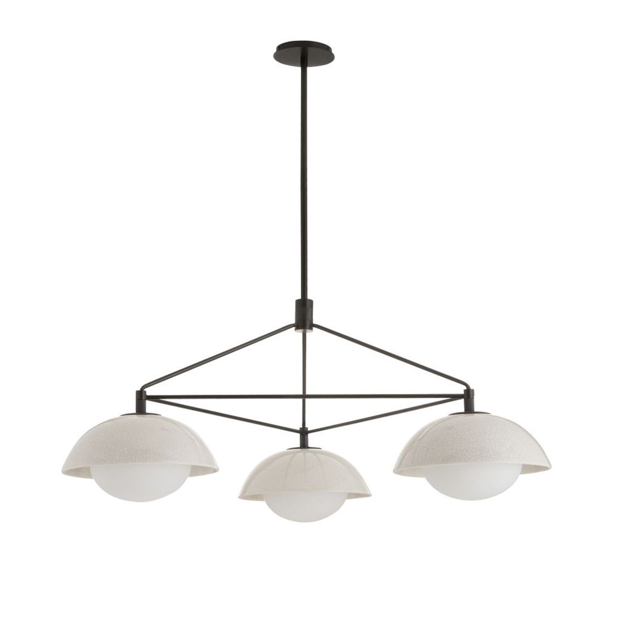 Glaze 2/3 Lt Linear Chandelier - Ivory Stained Crackle & Blackened Steel