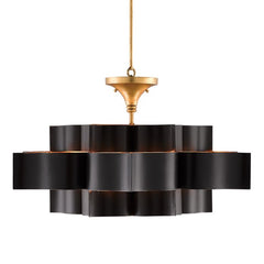 Grand Lotus 6 Lt Chandelier - Matte Black / Contemporary Gold Leaf