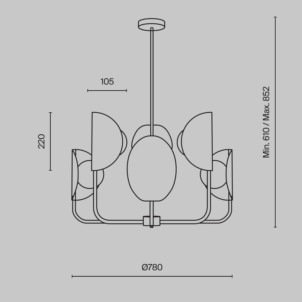 Tropic 6Lt Multi-Arm Pendant