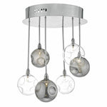 Dar Quinn 6lt Semi Flush Polished Chrome With Smoked & Clear Glass - Cusack Lighting