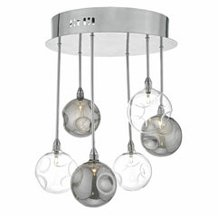 Dar Quinn 6lt Semi Flush Polished Chrome With Smoked & Clear Glass - Cusack Lighting