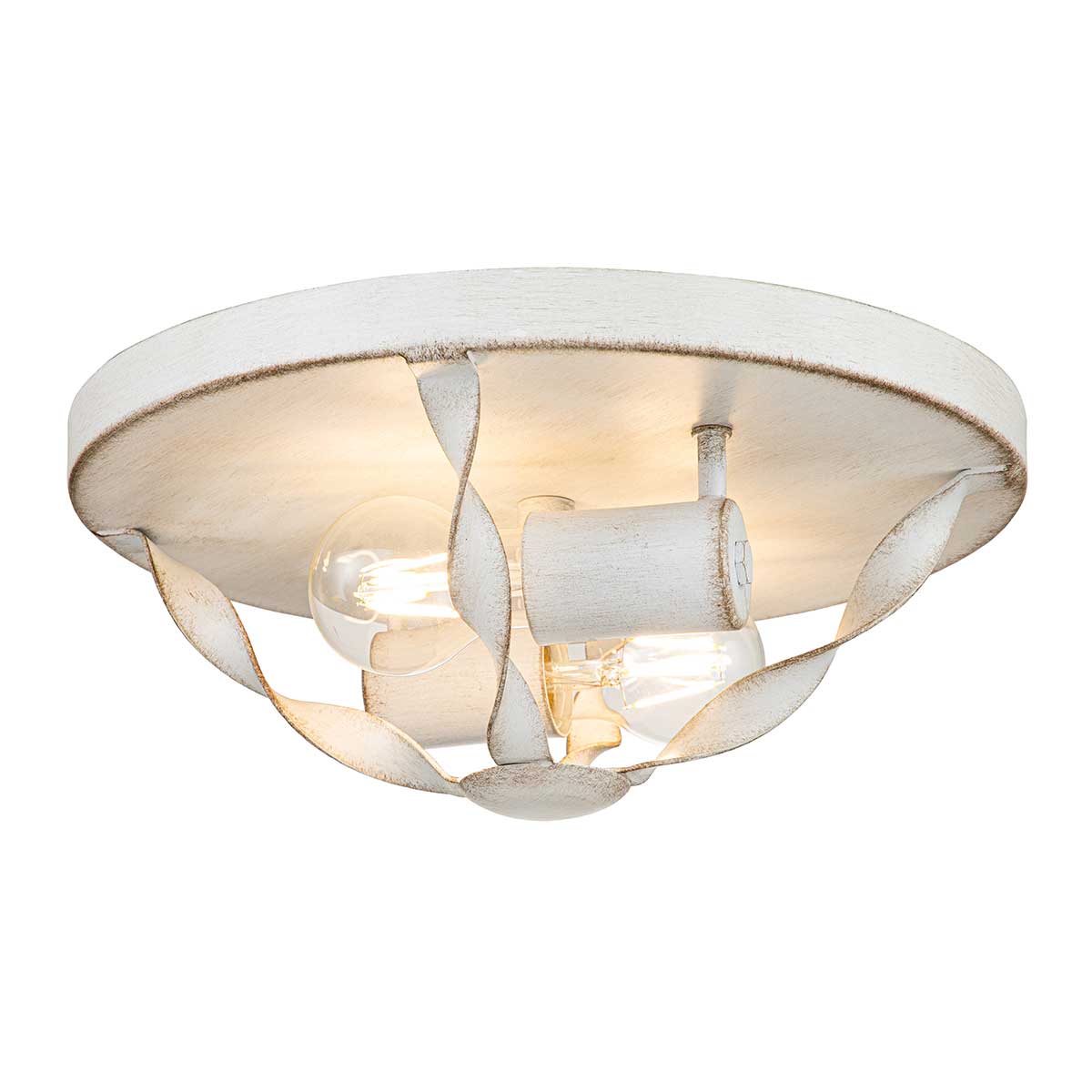 Bradbury 2 Light Flush - Antique White/Grey Ash E27