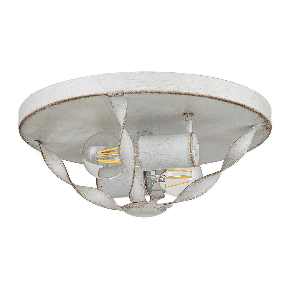 Bradbury 2 Light Flush - Antique White/Grey Ash E27