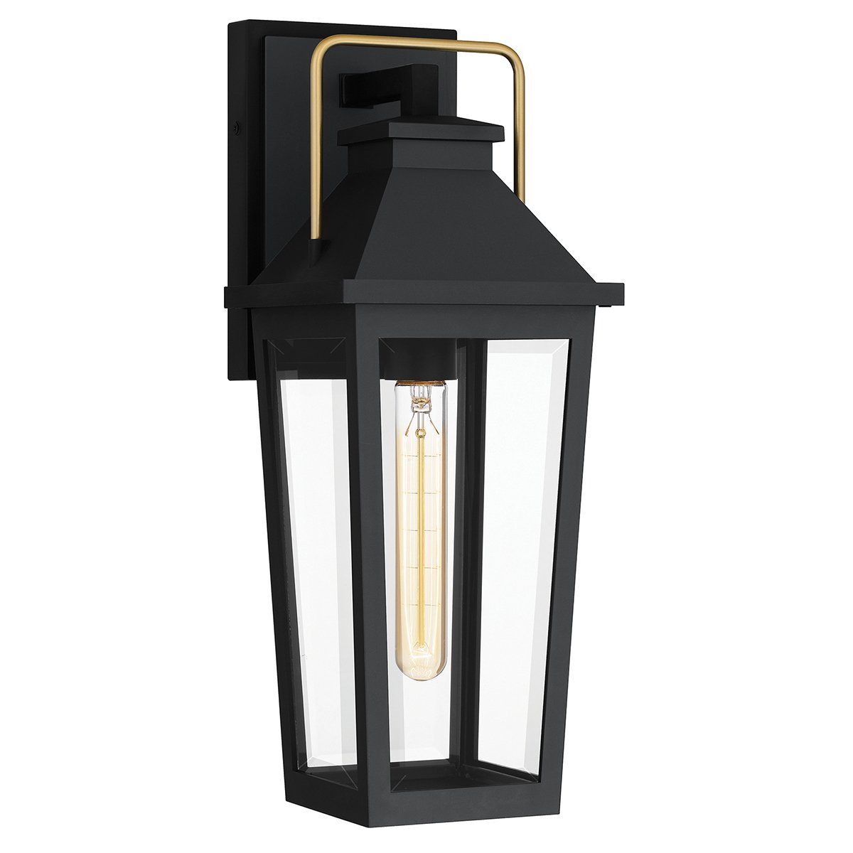 Quoizel Buckley Coastal 1 lt Outdoor Wall Lantern - Matt Black &amp; Brass Accent  IP44 E27