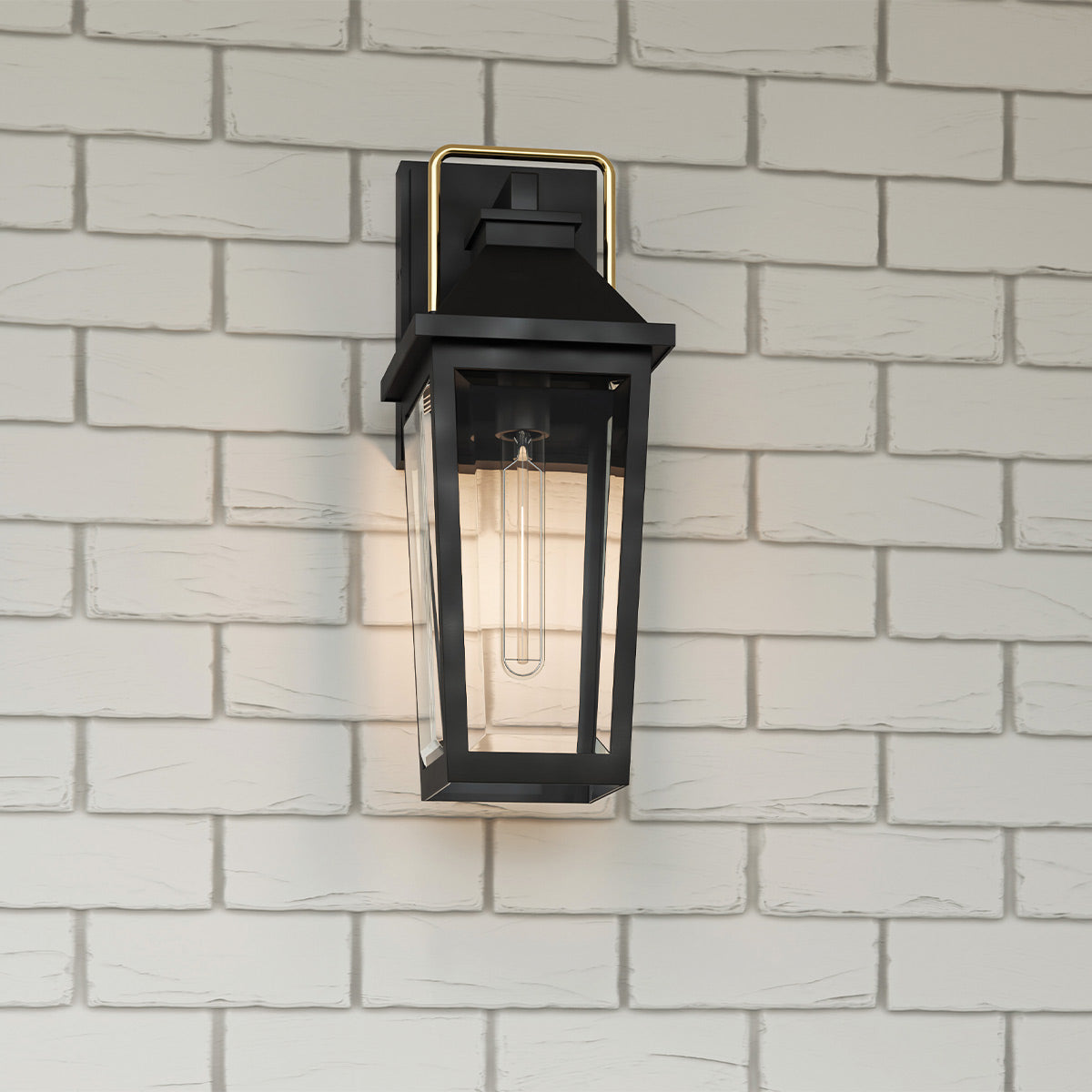 Quoizel Buckley Coastal 1 lt Outdoor Wall Lantern - Matt Black &amp; Brass Accent  IP44 E27