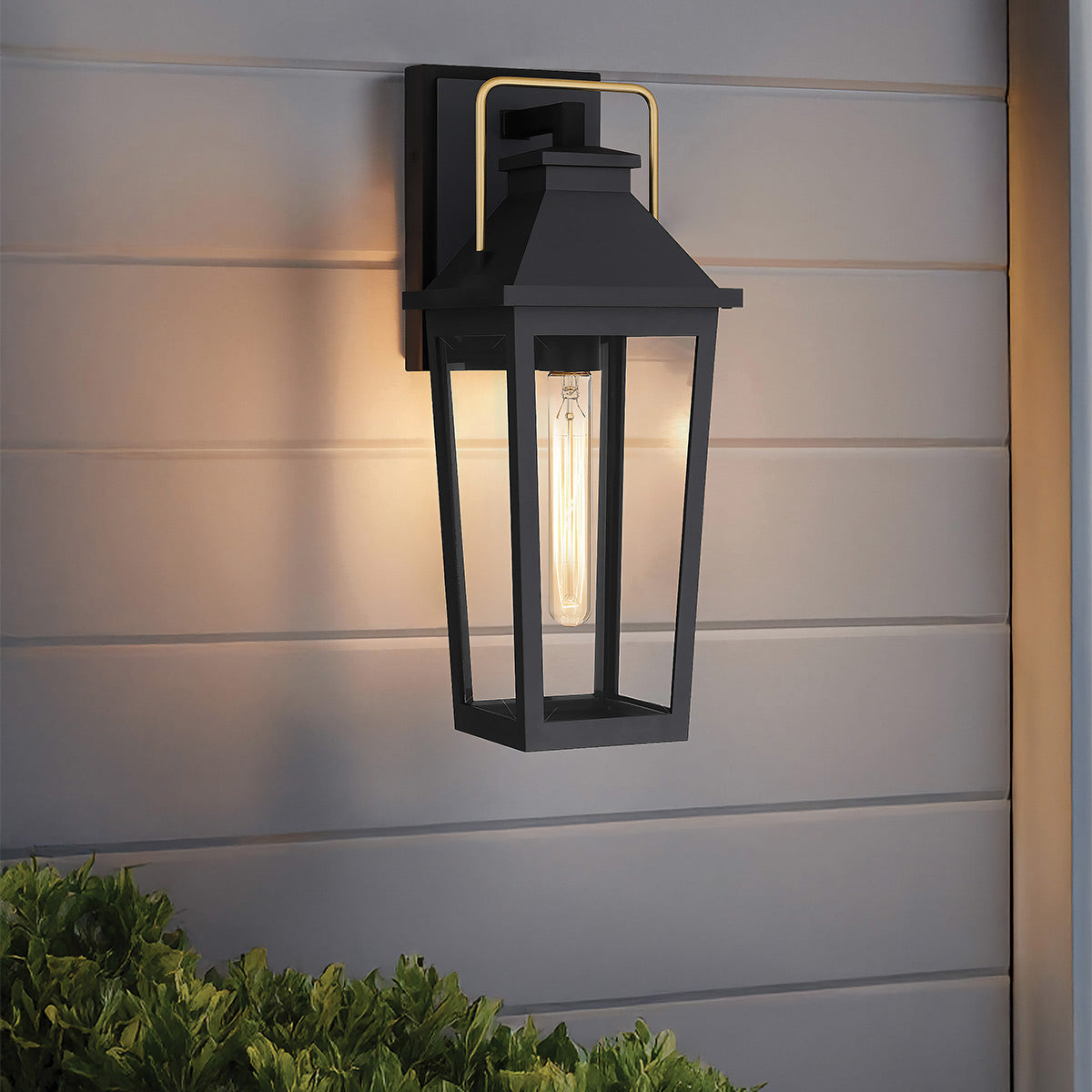 Quoizel Buckley Coastal 1 lt Outdoor Wall Lantern - Matt Black &amp; Brass Accent  IP44 E27