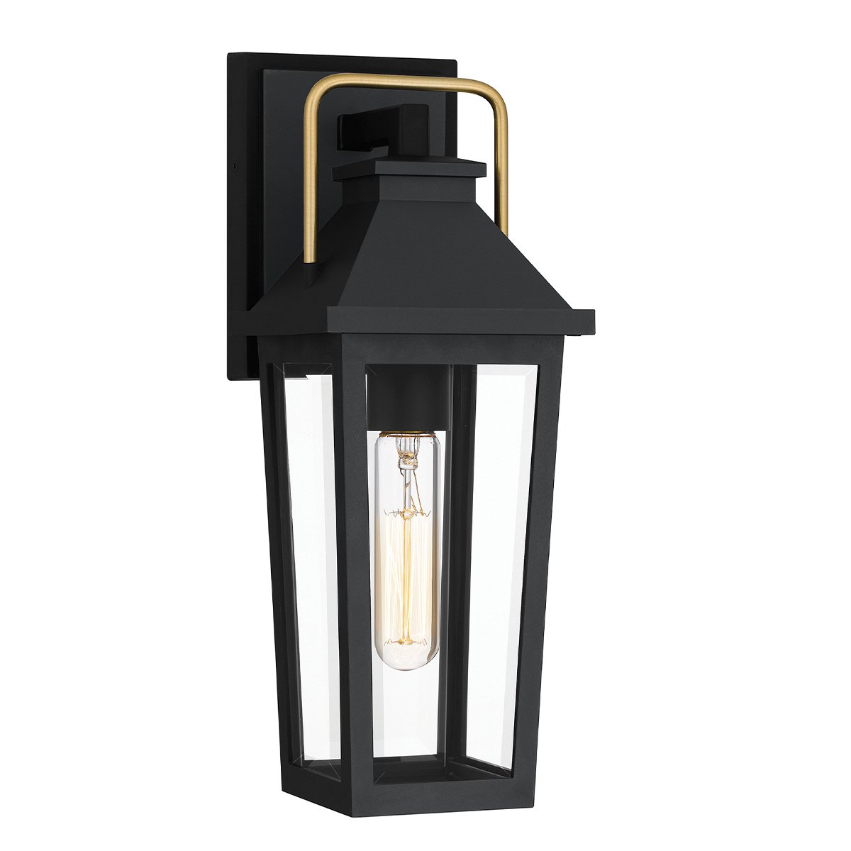 Quoizel Buckley Coastal 1 lt Outdoor Wall Lantern - Matt Black &amp; Brass Accent  IP44 E27