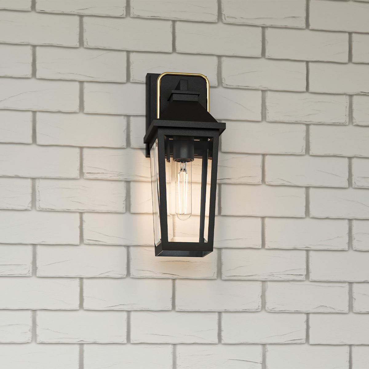 Quoizel Buckley Coastal 1 lt Outdoor Wall Lantern - Matt Black &amp; Brass Accent  IP44 E27
