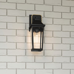 Quoizel Buckley Coastal 1 lt Outdoor Wall Lantern - Matt Black &amp; Brass Accent  IP44 E27
