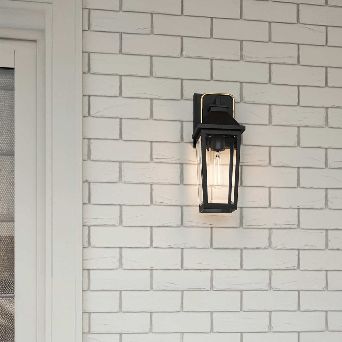 Quoizel Buckley Coastal 1 lt Outdoor Wall Lantern - Matt Black &amp; Brass Accent  IP44 E27
